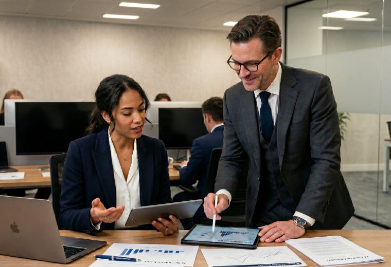 Homme et femme dans un bureau