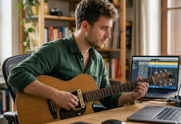 Homme qui fait de la guitare